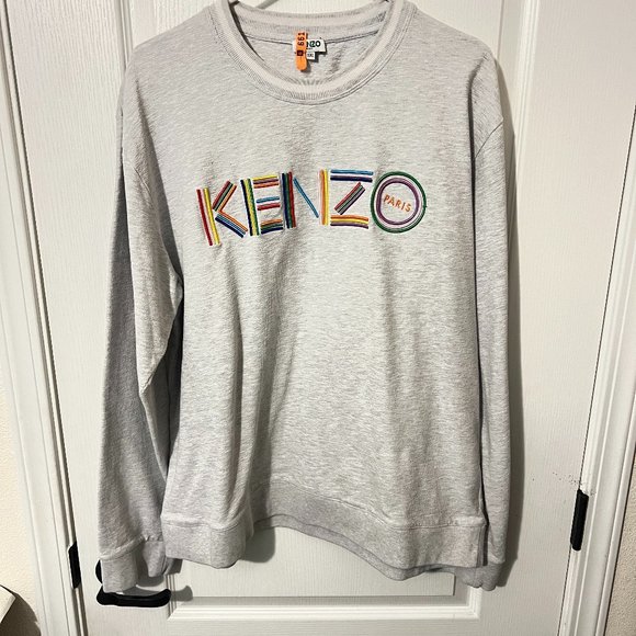 $795 Authentic KENZO Paris Men's Gray Crewneck Sweaters Sz.2XL